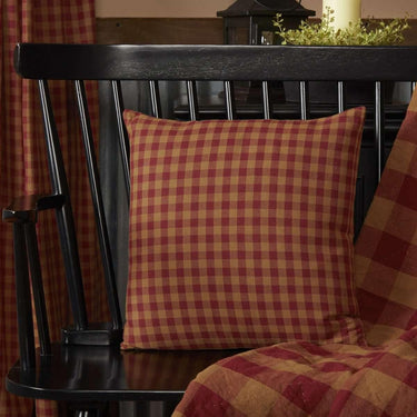 Burgundy Check Fabric Pillow 12x12 VHC Brands - The Fox Decor